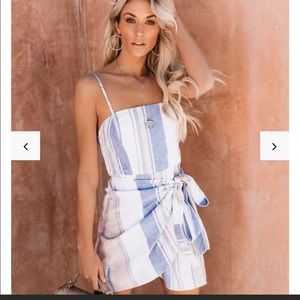 Vici Sundae Striped Cotton Blend Wrap Dress